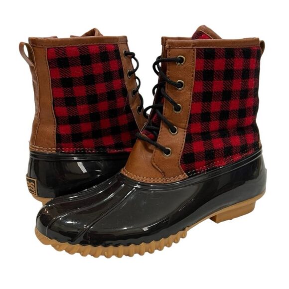 Totes Buffalo Plaid Duck Boots Size 8 - Picture 8 of 15